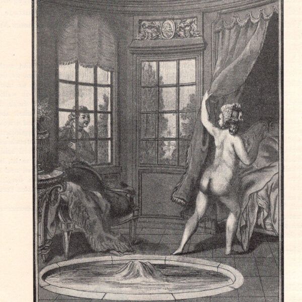 Modestia allarmata. Colorista francese galante di Desrais stampa erotica