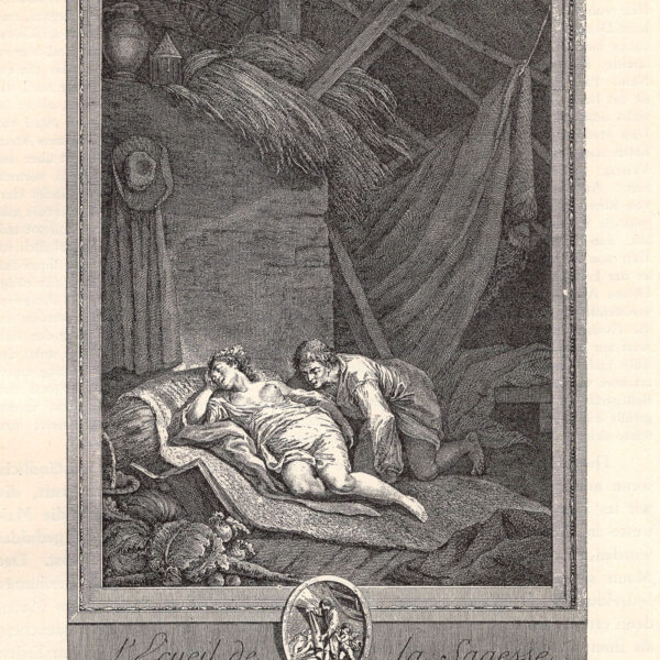 La trappola di Saggezza  La scogliera della ragione. Incisione francese da un dipinto di Hoin stampa erotica