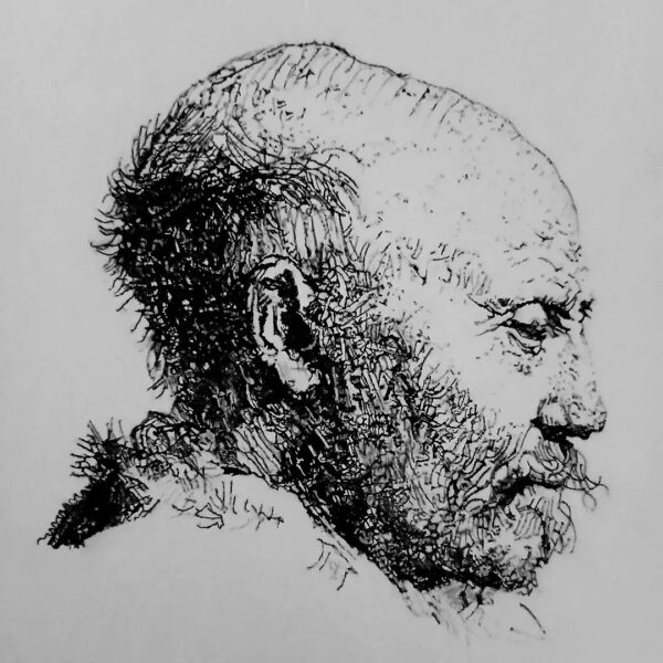 Uomo calvo di profilo, da Rembrandt 1630 (Falso d'autore)