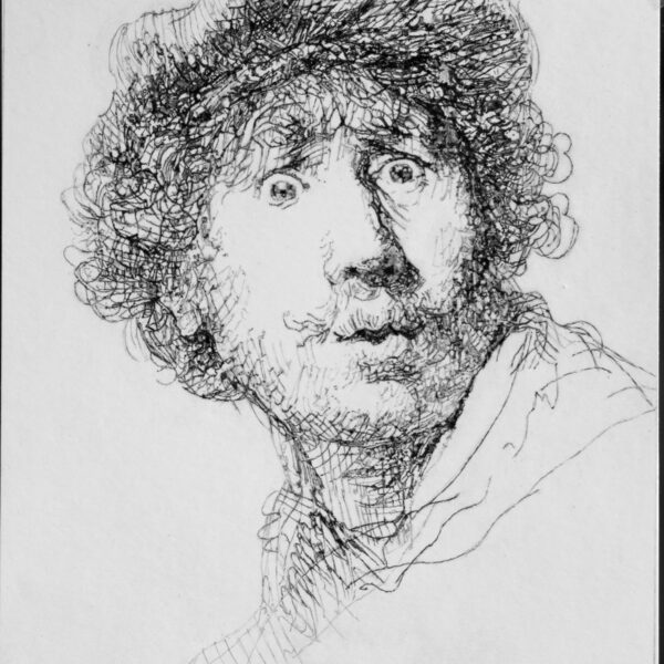 Autoritratto con gli occhi spalancati  da Rembrandt 1630 (Falso d'autore)