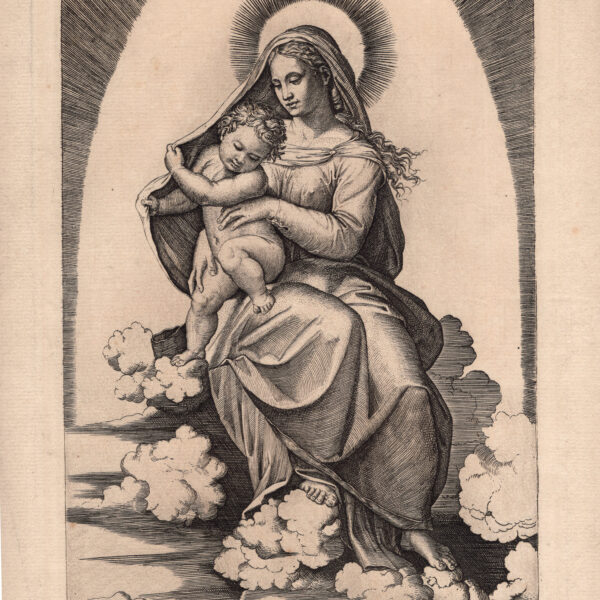 Marcantonio Raimondi (c.1480-1527/34) - Madonna con Bambino sulle nuvole