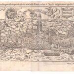 Antica mappa di Nördlingen Germania Cosmographia Universalis Kandel 1556