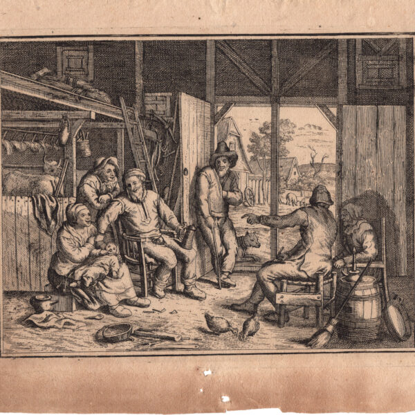 Matthias Scheits (Amburgo, 1630 – 1700), Compagnia di uomini e donne in un fienile.