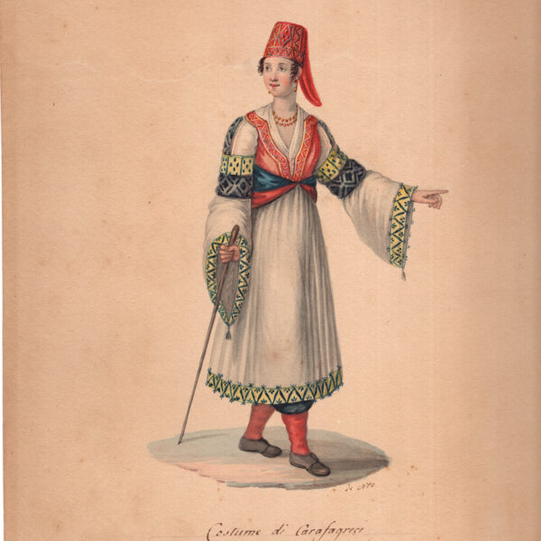 Michela De Vito, Costume di Carafagreci, (Carfizzi, Catanzaro) acquarello originale, 1820-30