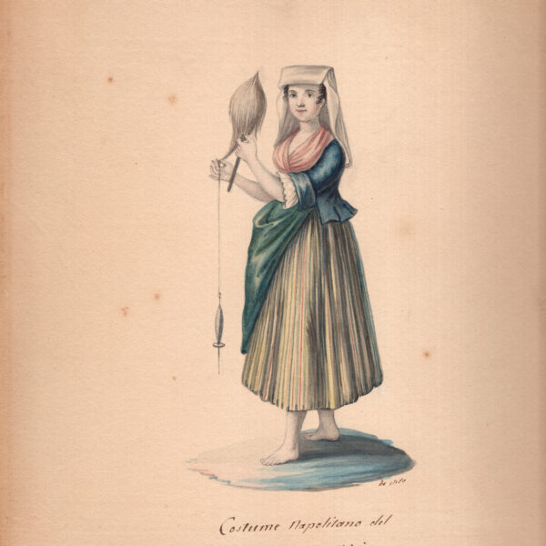 Michela De Vito, Donna di Chiaia, acquarello originale, 1820-30