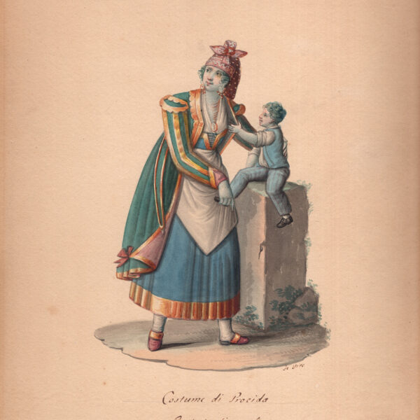Michela De Vito, Donna di Procida, acquarello originale, 1820-30
