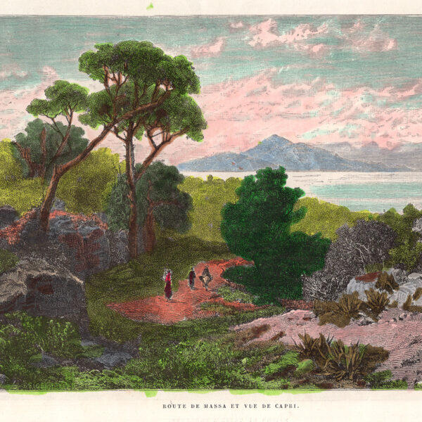 Massa Lubrense, Capri, xilografia acquarellata,1885