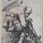 Mendicante che riposa, da Jan Van Vliet, incisa da David Deuchar, con intervento artistico di Filippo Mattarozzi