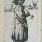 Bambino con giocattolo, da Rembrandt, incisa da David Deuchar, con intervento artistico di Filippo Mattarozzi