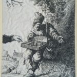 Il Venditore Ambulante, da Jan Van Vliet, incisa da David Deuchar, con intervento artistico di Filippo Mattarozzi