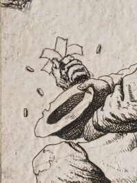 Mendicante che chiede elemosina, da Van Ostade, incisa da David Deuchar, con intervento artistico di Filippo Mattarozzi - immagine 2