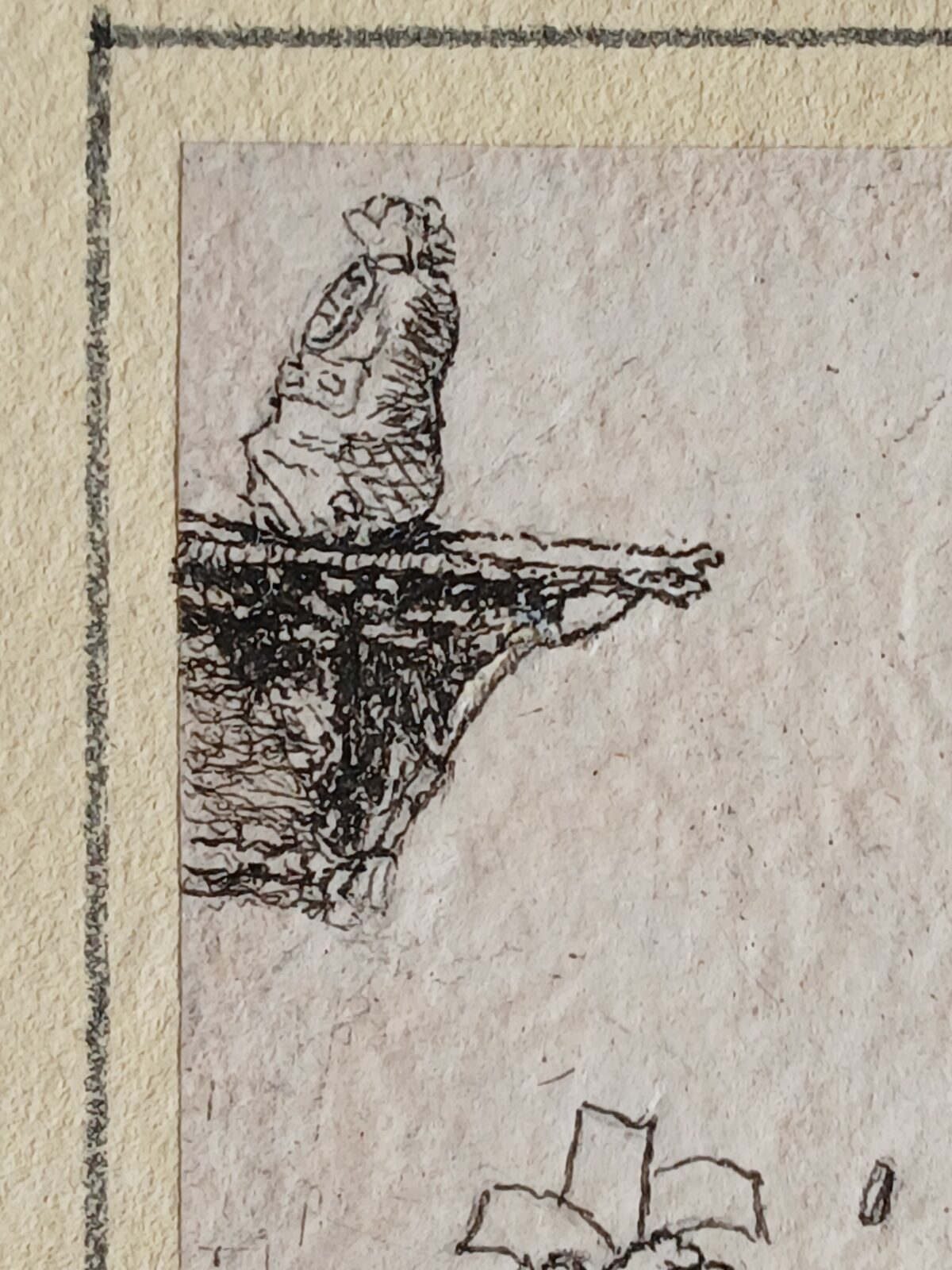 Mendicante che chiede elemosina, da Van Ostade, incisa da David Deuchar, con intervento artistico di Filippo Mattarozzi - immagine 3