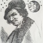 Il lato oscuro della Luna, da Rembrandt, incisa da David Deuchar, con intervento artistico di Filippo Mattarozzi
