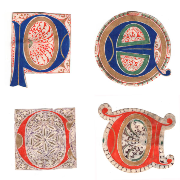 Quattro Capilettera miniati tratti da antifonario del XV-XVI secolo