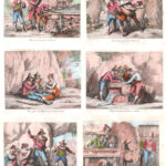 Bartolomeo Pinelli (1781-1835) - Lotto di 6 acqueforti acquarellate di Bartolomeo Pinelli che rappresentano scene di briganti