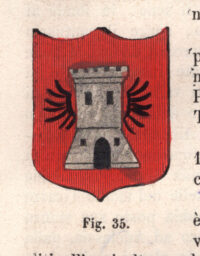 Alatri, stemma civico, acquarellato d'epoca, 1865