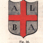 Alba, stemma civico, acquarellato d'epoca, 1865
