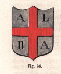 Alba, stemma civico, acquarellato d'epoca, 1865