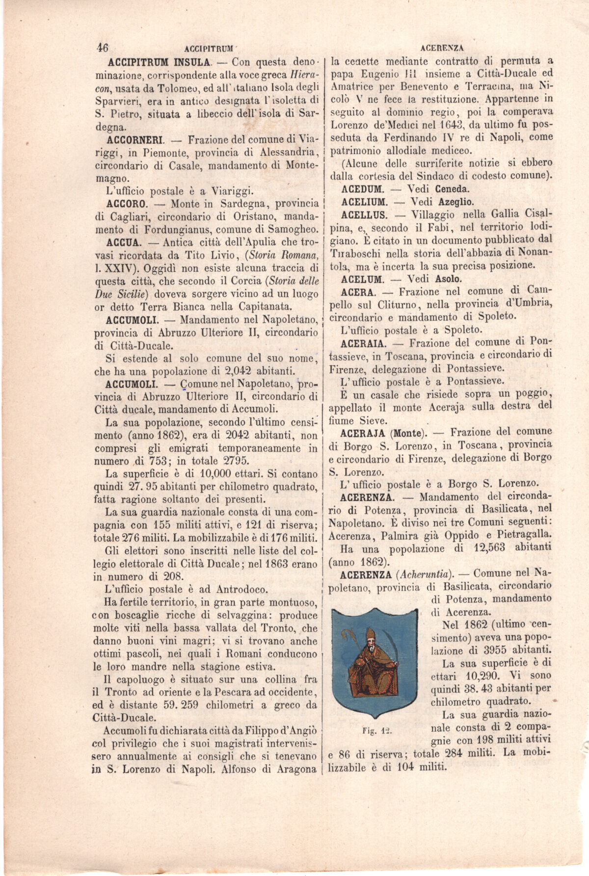 Acerenza, stemma civico, acquarellato d'epoca, 1865 - immagine 2