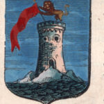 Acireale, stemma civico, acquarellato d'epoca, 1865