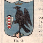 Acqualagna, stemma civico, acquarellato d'epoca, 1865