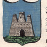 Adria, stemma civico, acquarellato d'epoca, 1865