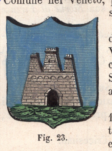 stm232 Adria, stemma civico, acquarellato d'epoca, 1865 - immagine 1